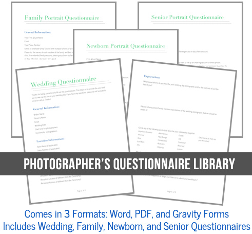 Photography Client Questionnaires for Photographers