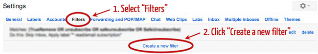 create new gmail filter