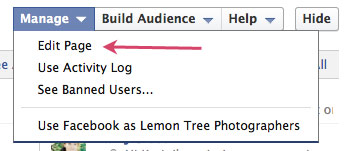 edit facebook page