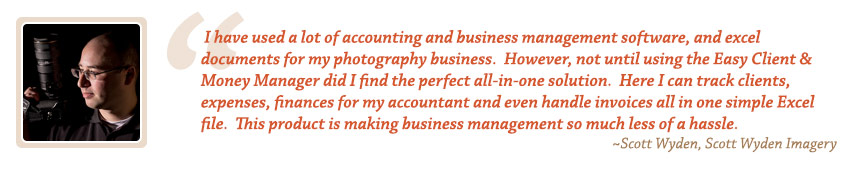 Photography Accounting Testimonial by Scott Wyden