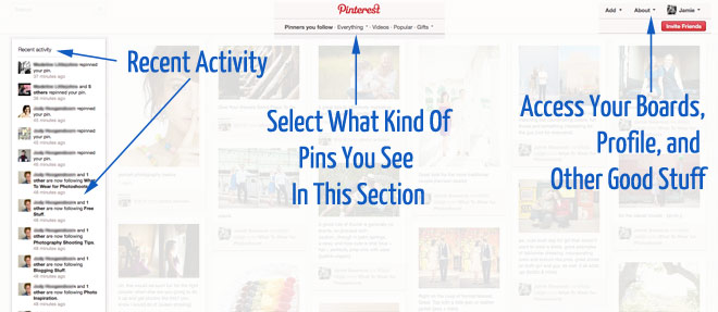 Pinterest Home Page Layout Features