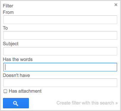 gmail filter input
