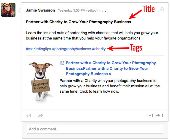 google plus post example